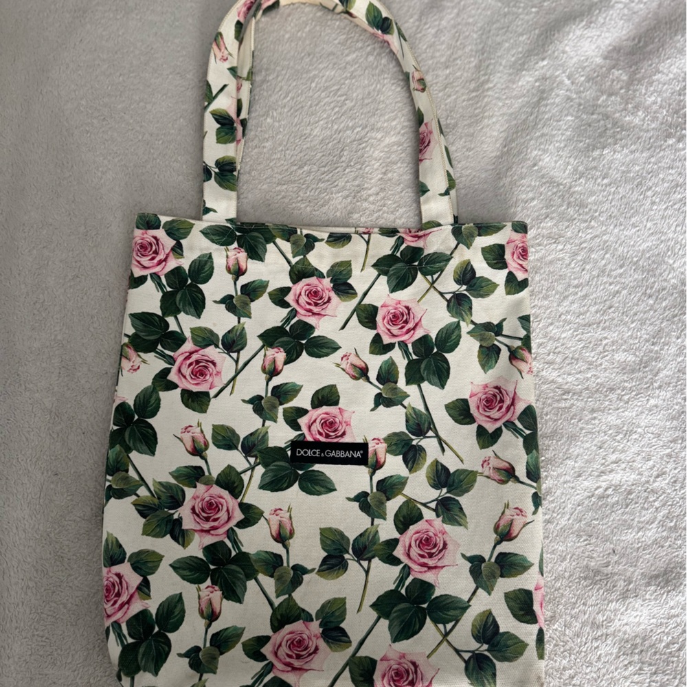 Dolce & Gabbana Rose Print Tote - Pink and Green